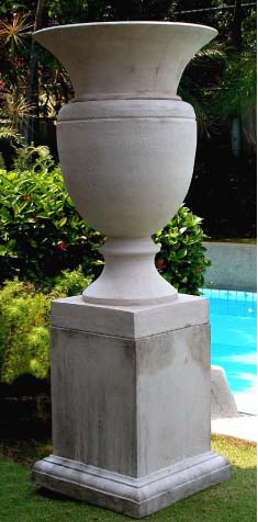 cast stone urn on pedestal
